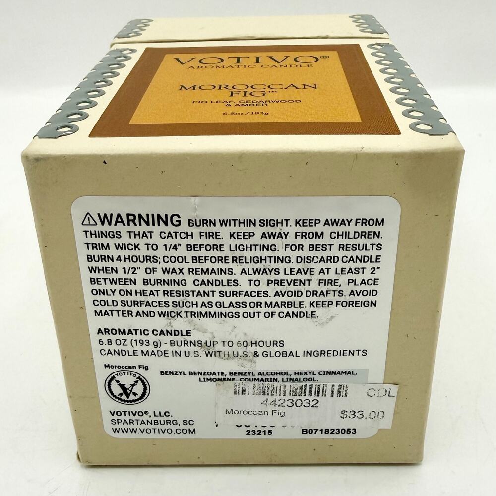 Votivo Moroccan Fig Fragrance No. 41 Aromatic Candle 6.8oz 193g 50-60 Hour Wax - Picture 6 of 6